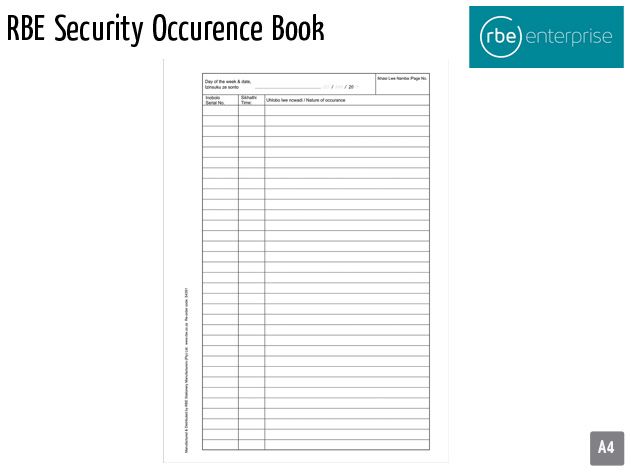rbe security occurence book