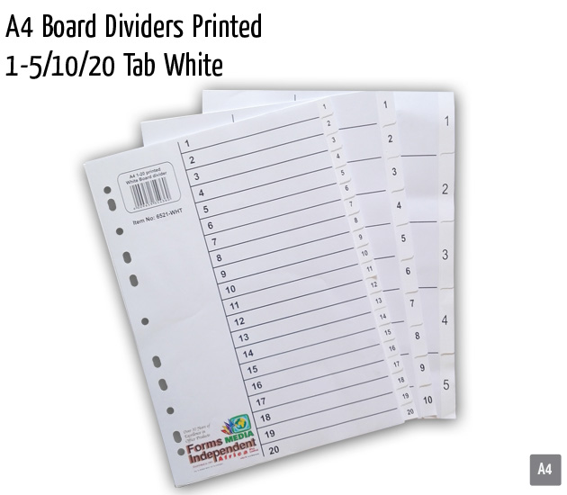 a4 board dividers printed 1 5 10 20
