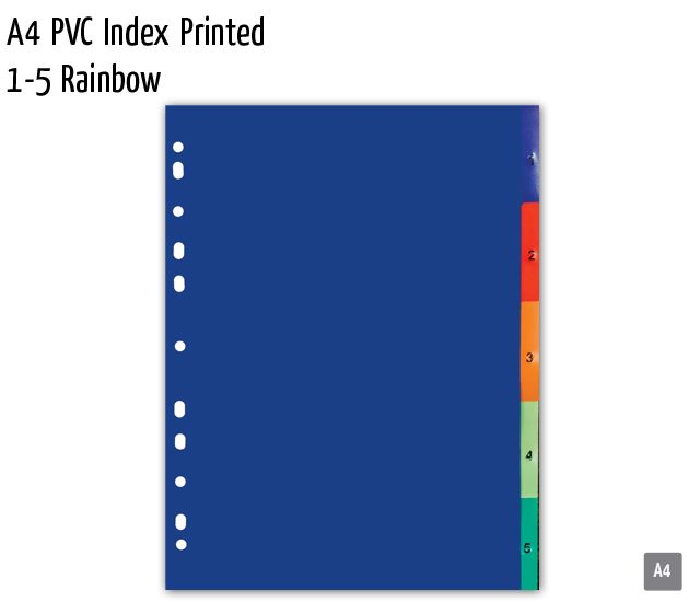 a4 pvc index printed 1 5 rainbow