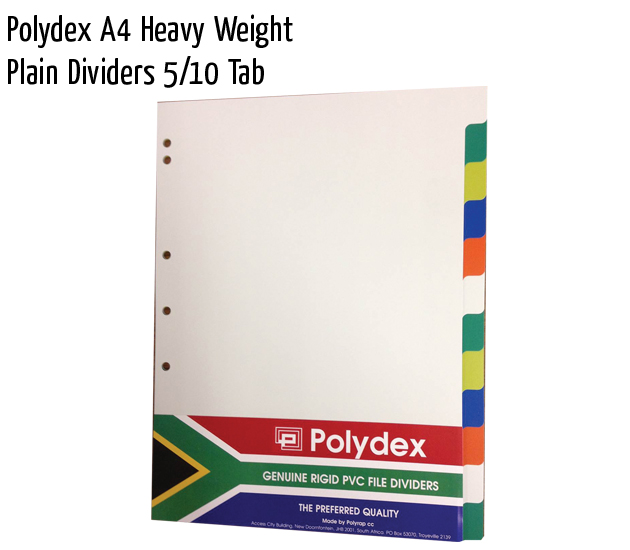 polydex a4 hw plain dividers 1 10 tab