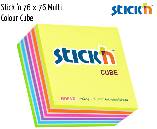 stick n 76x76 multi colour cubes