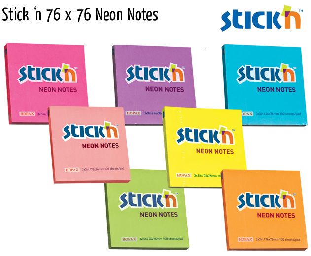 stick n 76x76 neon notes