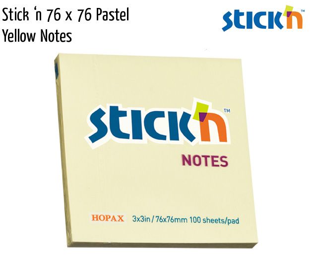 stick n 76x76 pastel yellow notes