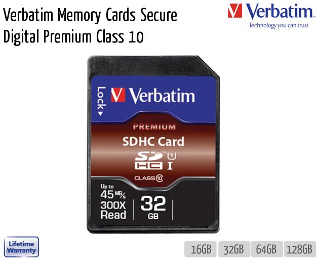 verbatim memory cards secure digital premium class 10